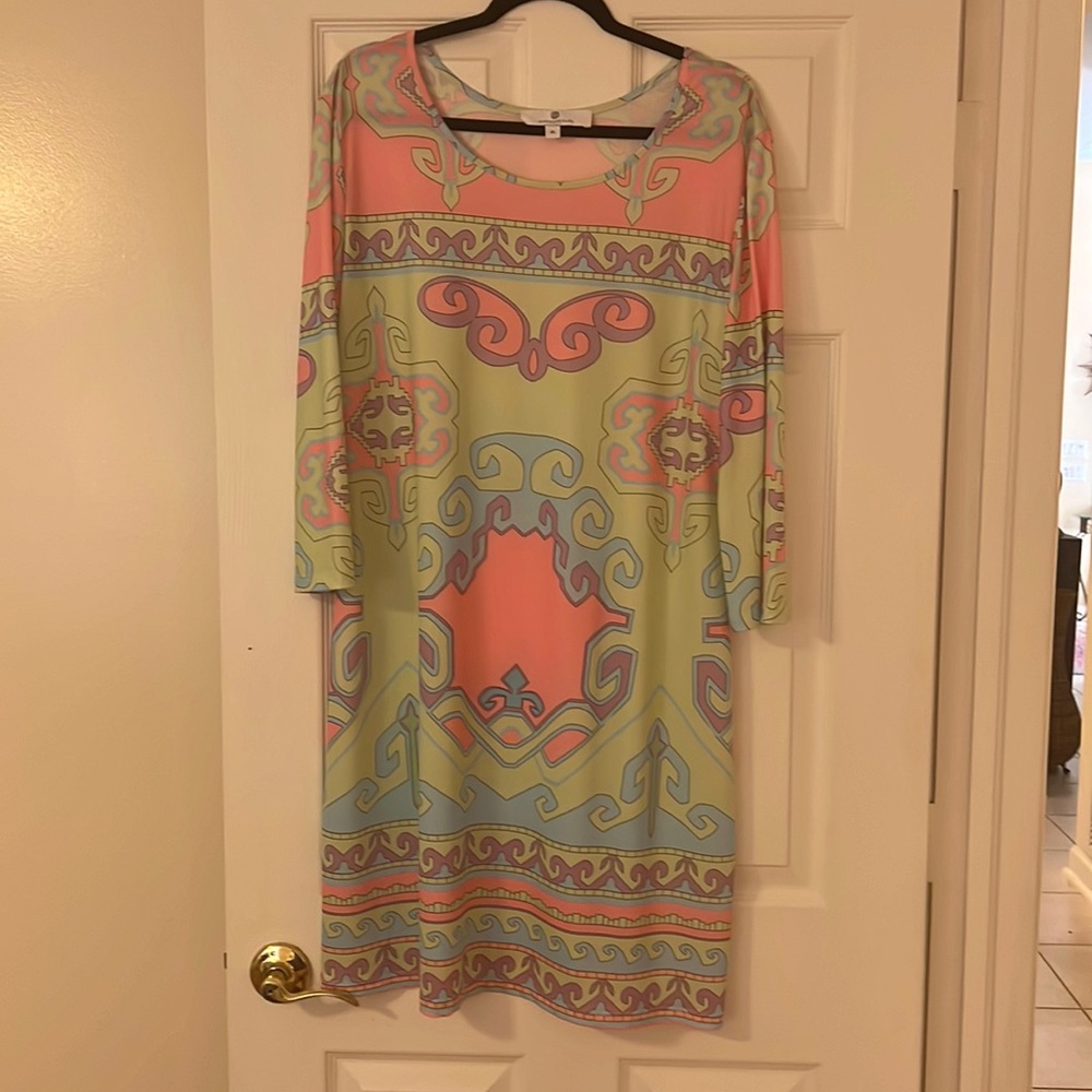 Jean-Pierre Klifa dress.  Pastel prints. Like new XL